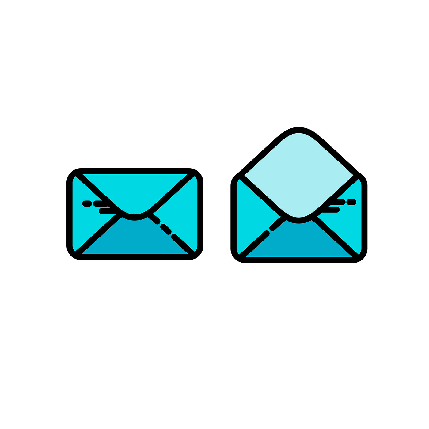 blue cute flat Icon icons Mail icon