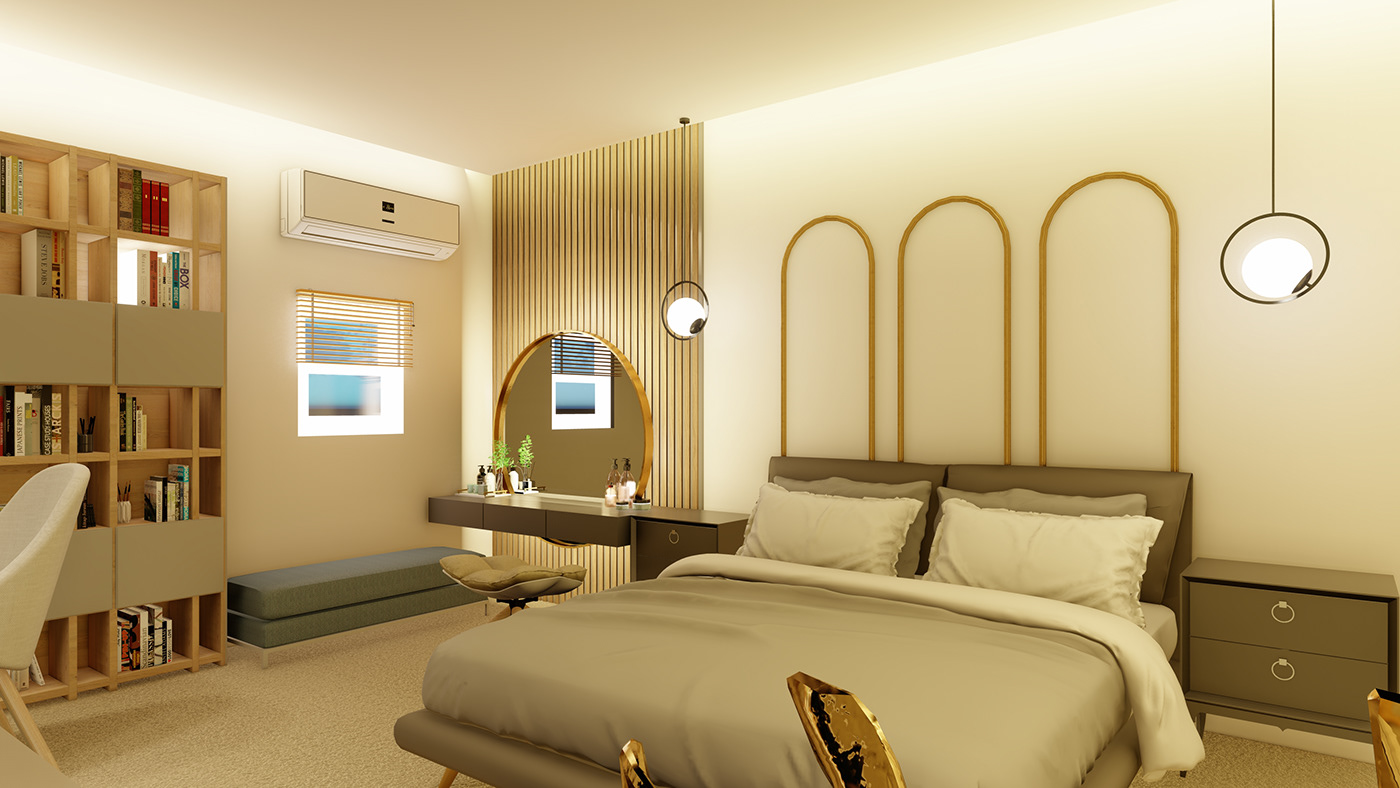3D architecture bedroom design Interior interior design  model Render visualization woods