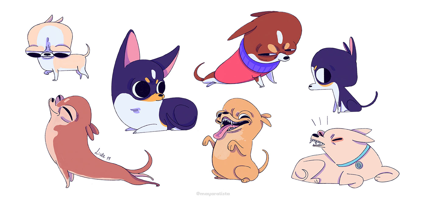 animação animation  cachorro Character design  conceito concept design de personagem dogs Drawing  mayara lista
