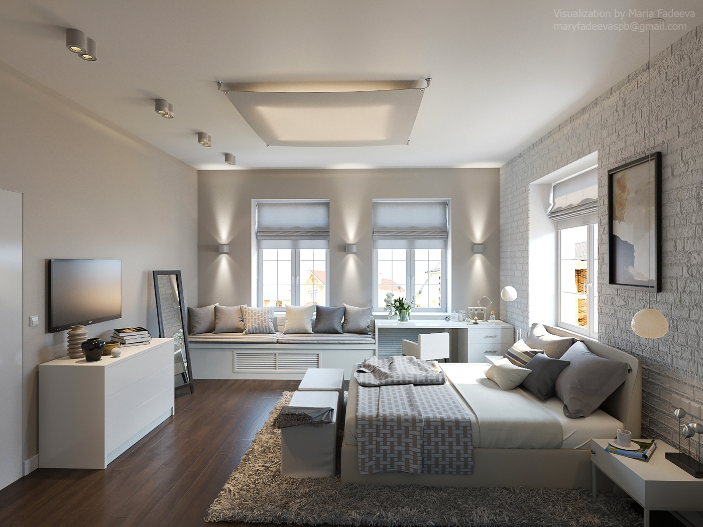bedroom design 3D Interior visualization Render 3д спальня интерьер визуализация