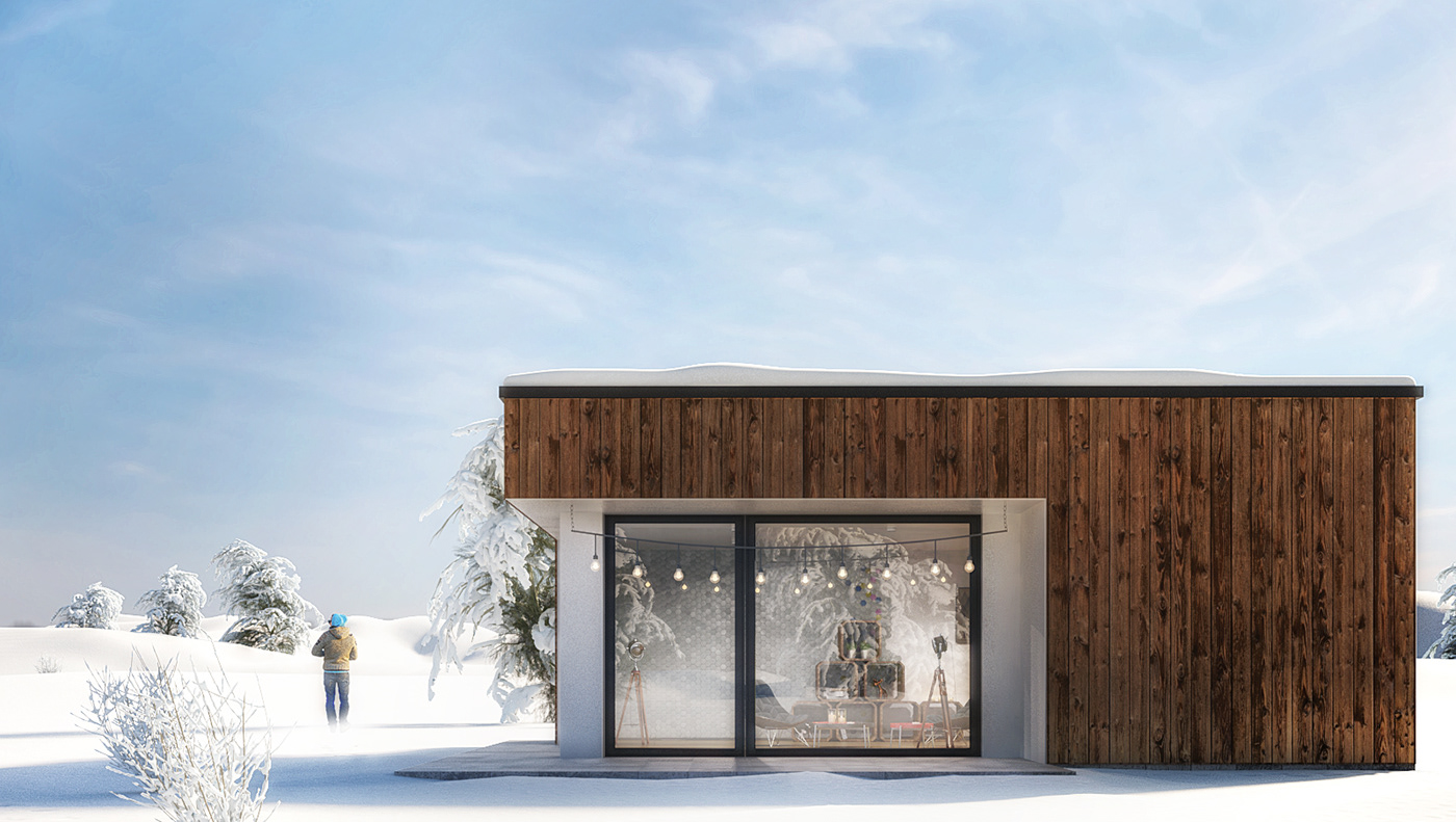 winter snow 3D architecture house