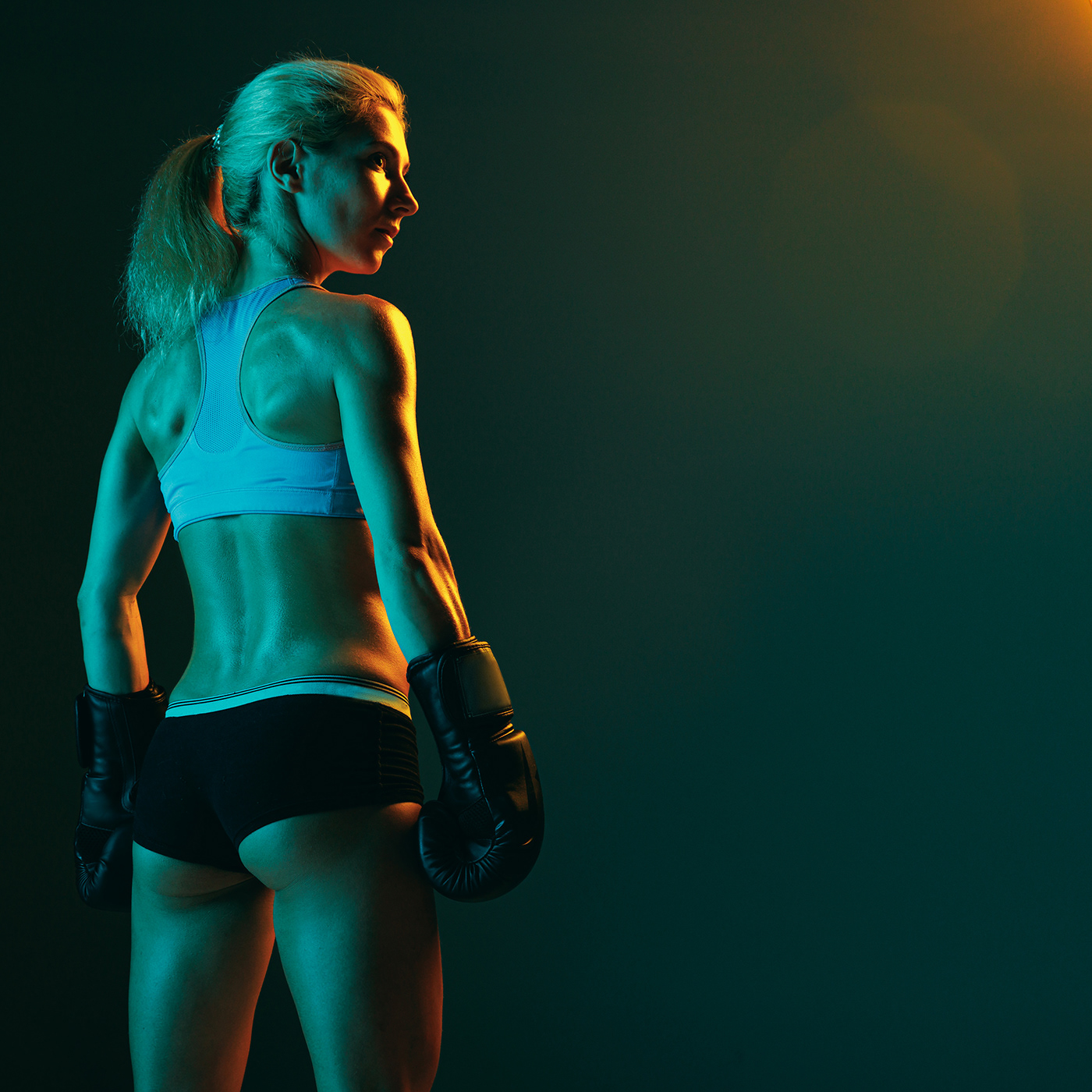 Boxing color fight girl kickboxing MMA neon poster sports UFC