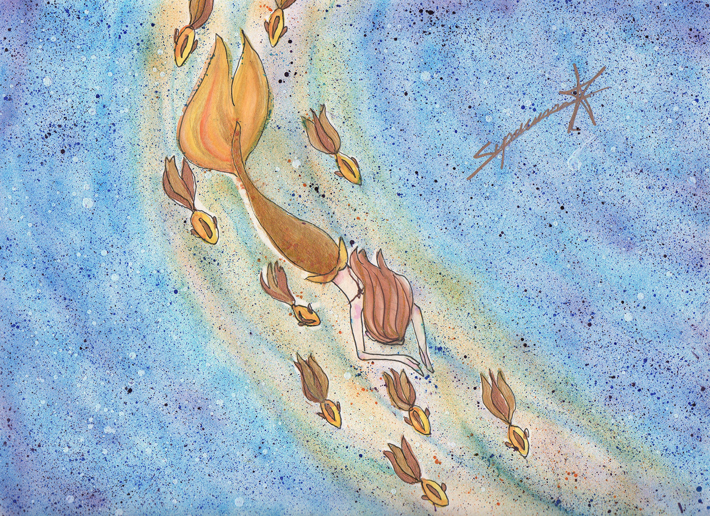calendario ilustracion dibujo acuarela vera editorial peces mar oceano acuatico