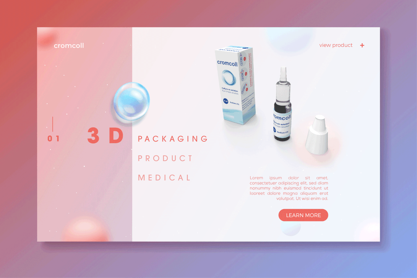 3d product 3D Rendering graphisme Interface medical Packaging slider ui ux