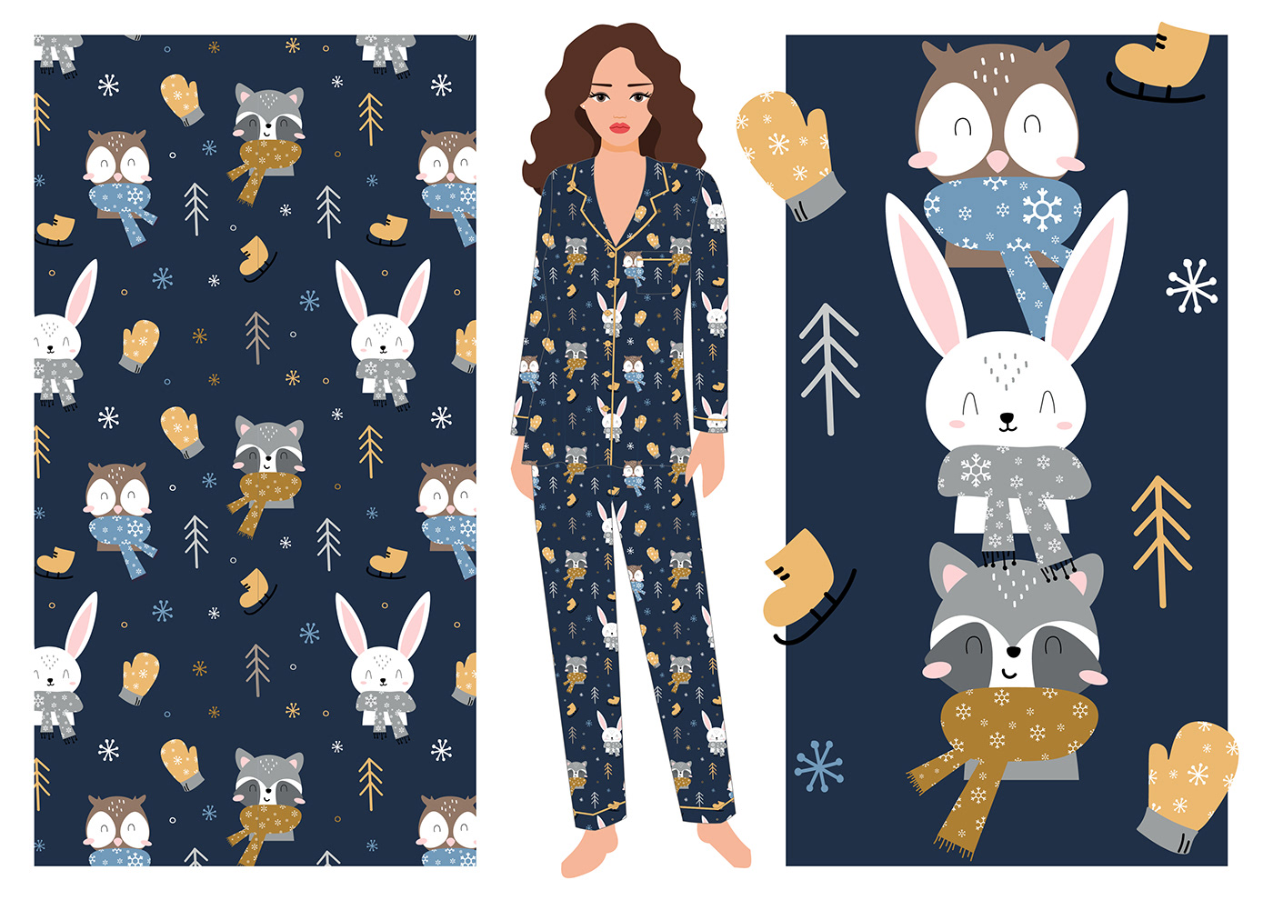 cartoon Drawing  Character design  adobe illustrator designer sleepwear pajamas pyjama Nightwear homewear