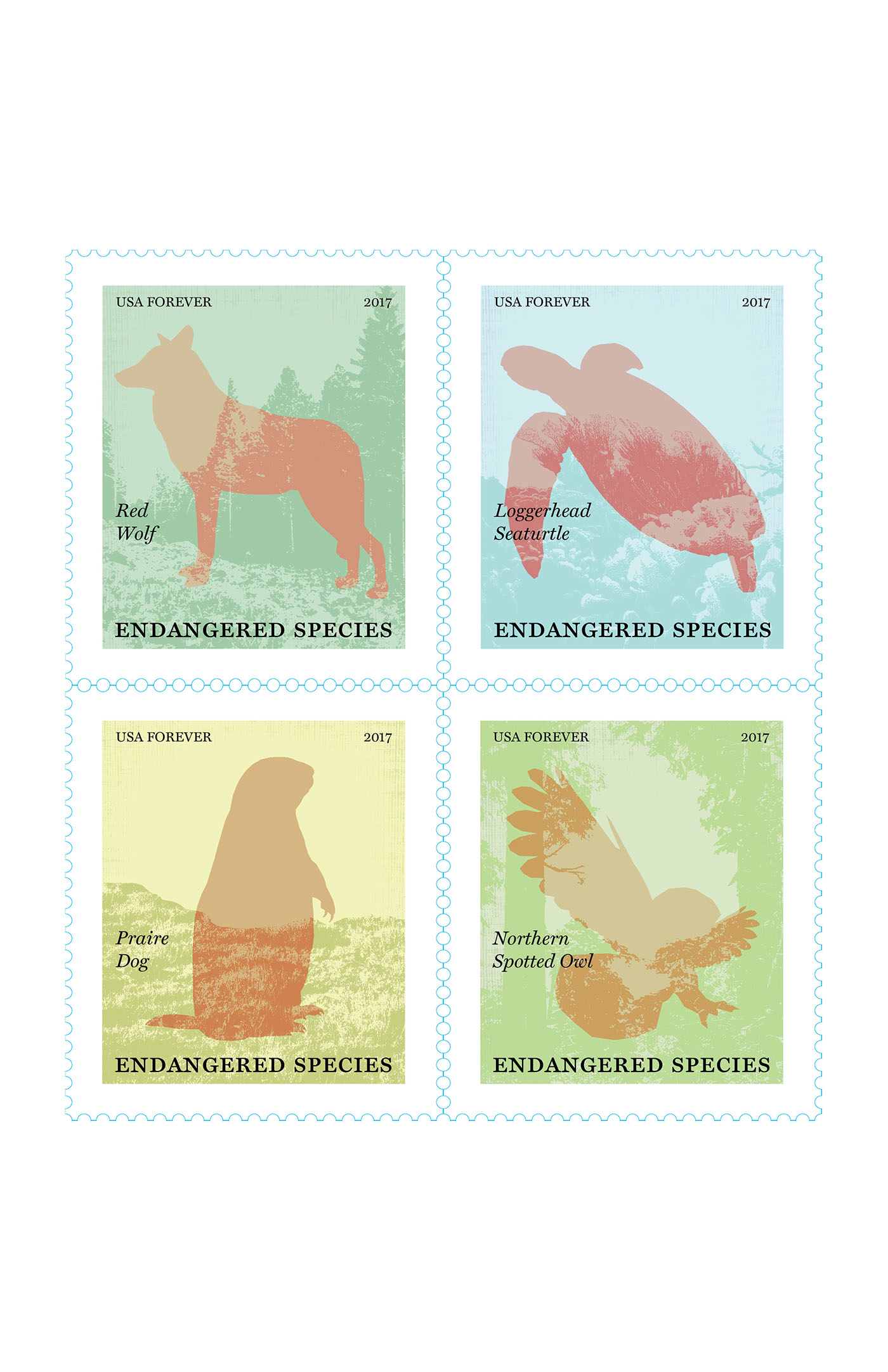 endangered species design postage stamp animals endangered
