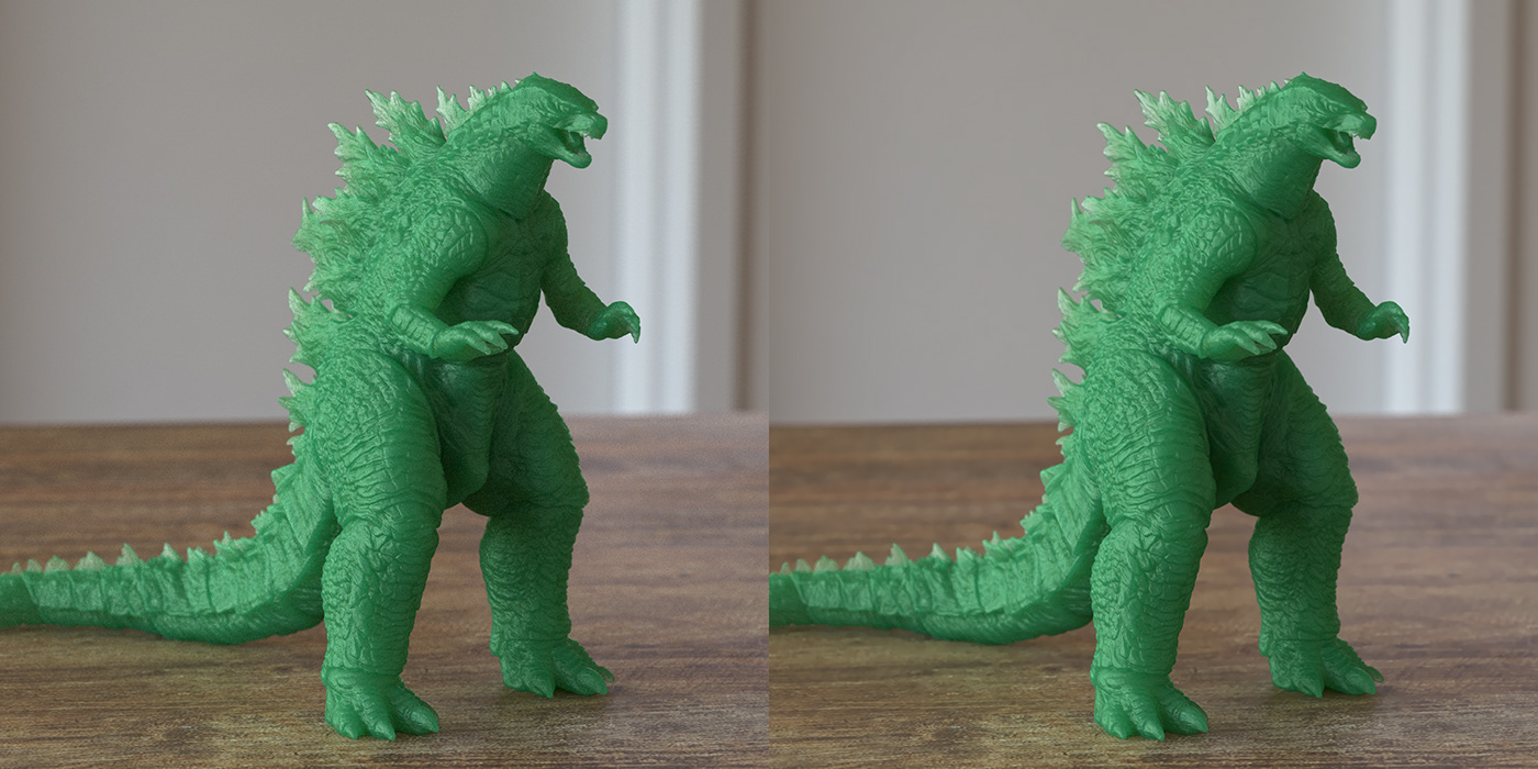 It's a green Godzilla on the table