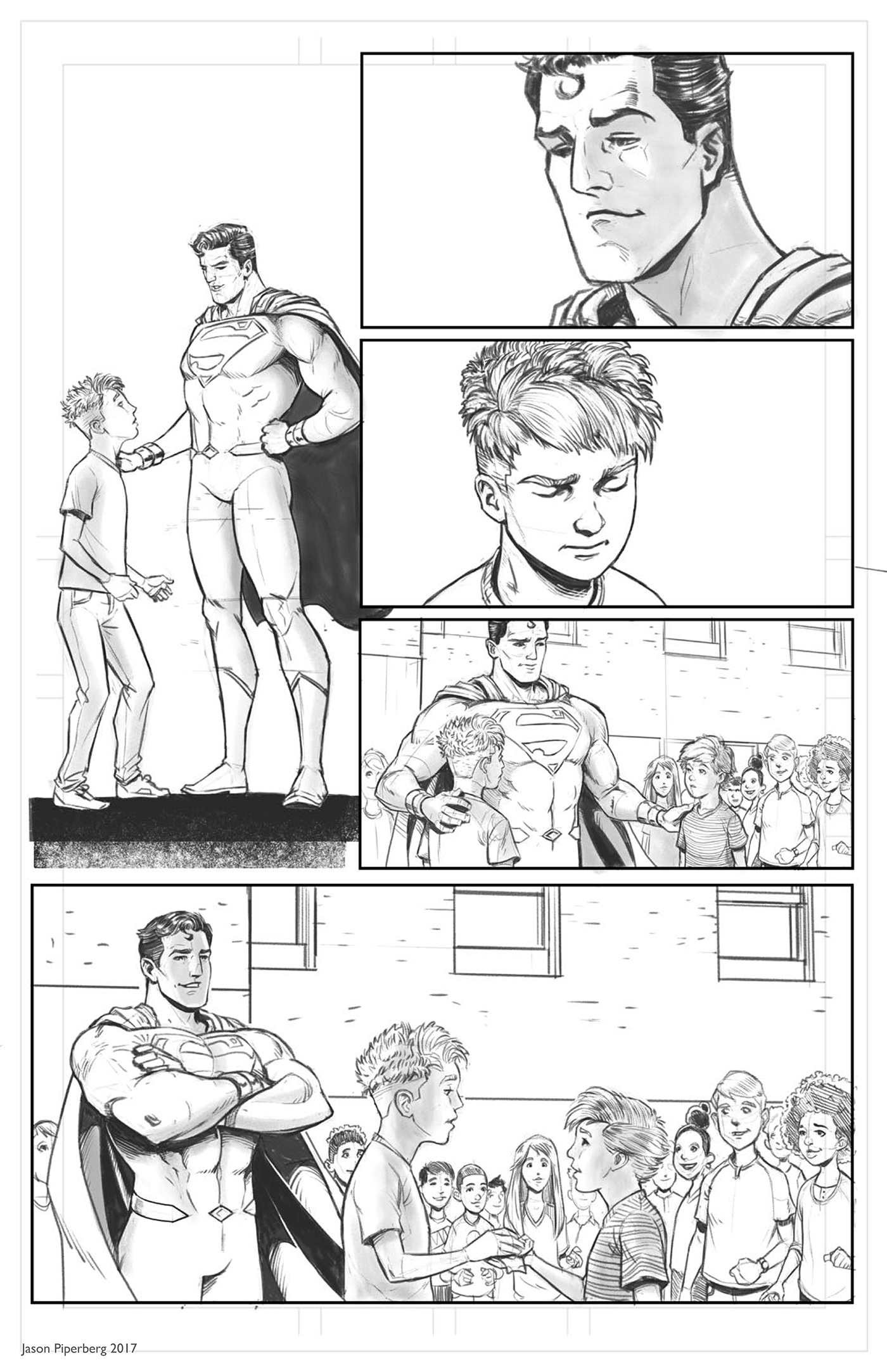 superman Dc Comics Jason Piperberg comics Sequential Art bullies ink pencil Digital Art 