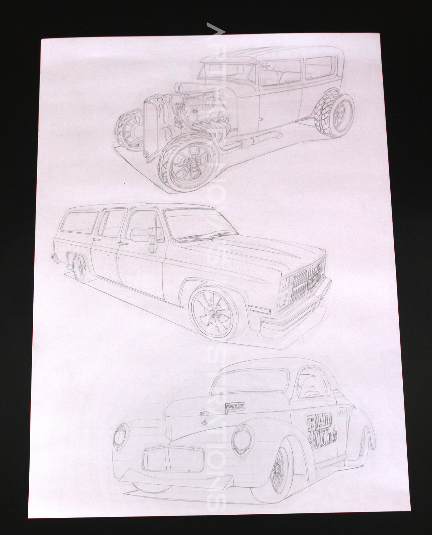 car design design Drawing  Ford general motors gmc Model A Realistic drawing Suburban Willys