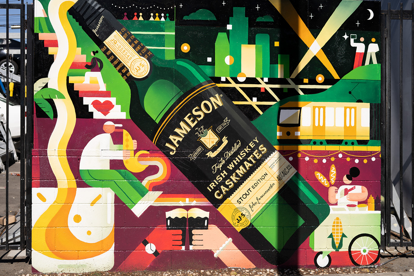 Mural color jameson Los Angeles Whiskey alcohol wall art ILLUSTRATION  Venice Illustrator