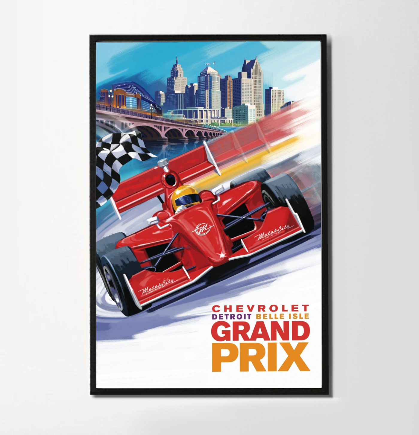 Grand Prix poster Belle Isle Motor city ILLUSTRATION  Racing automotive   race poster