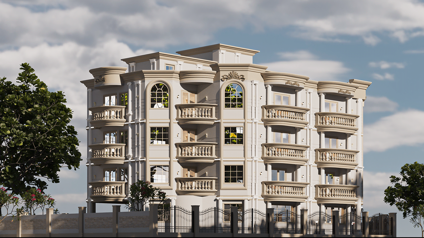 3D 3ds max architecture calssic CGI exterior neocalssic Render Villa visualization