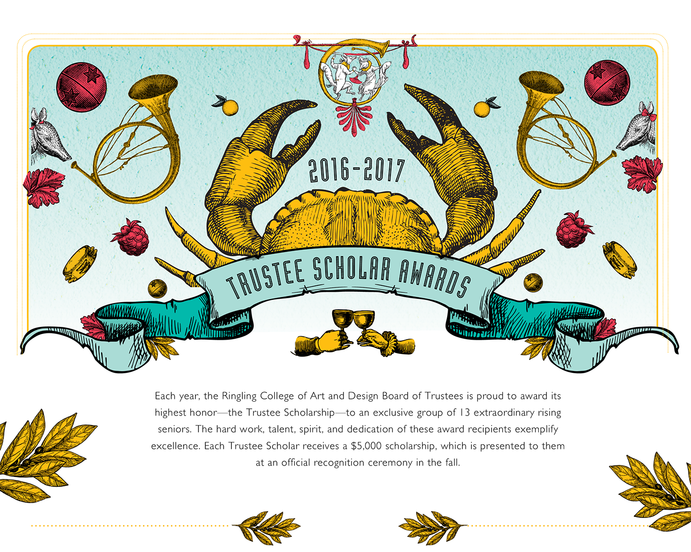 Event Branding vintage trustee scholar awards gold foil branding  Handlettering Awards full steam Show adobeawards