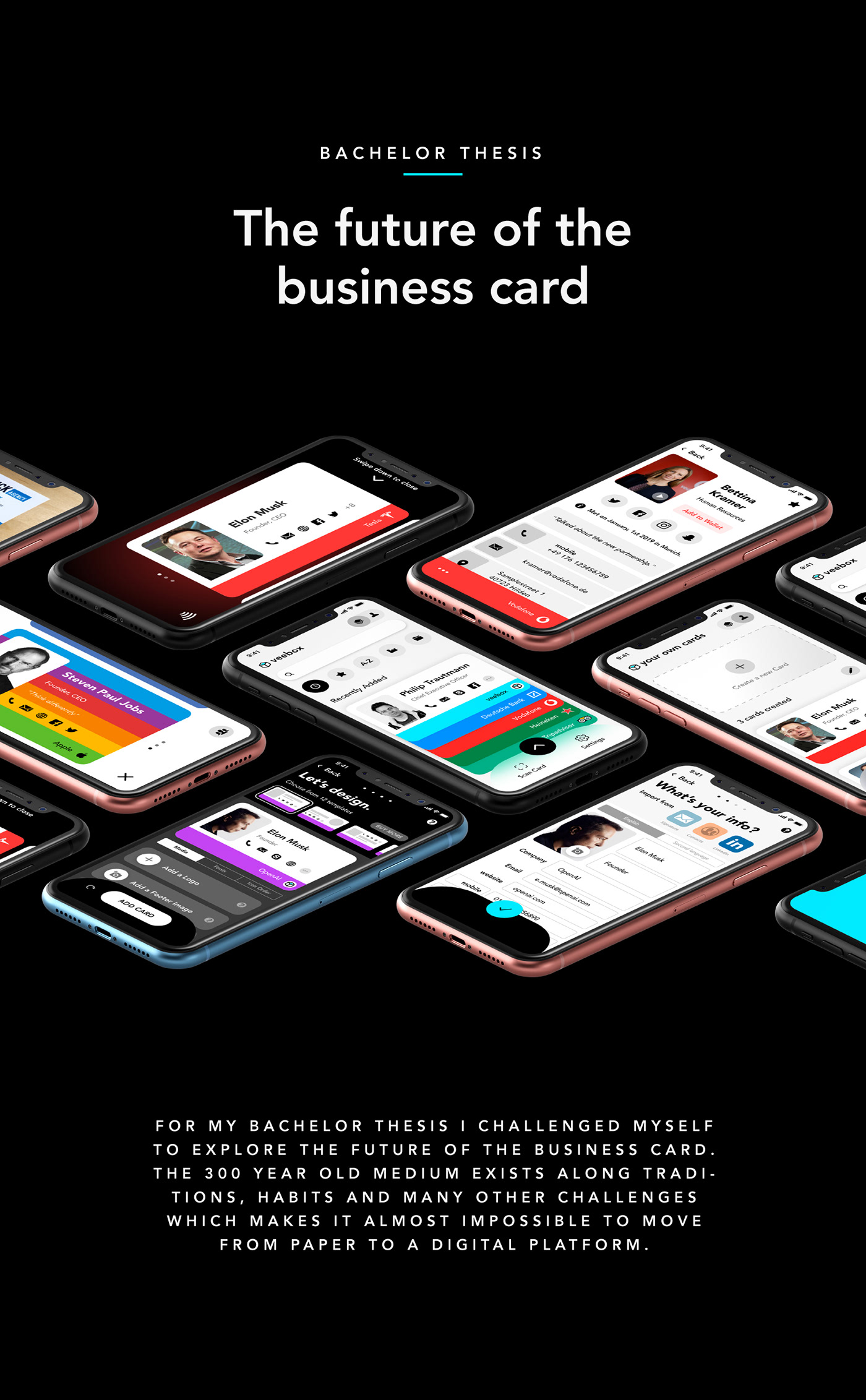 business card app smartphone NFC Interface design concept interaction Minimalism