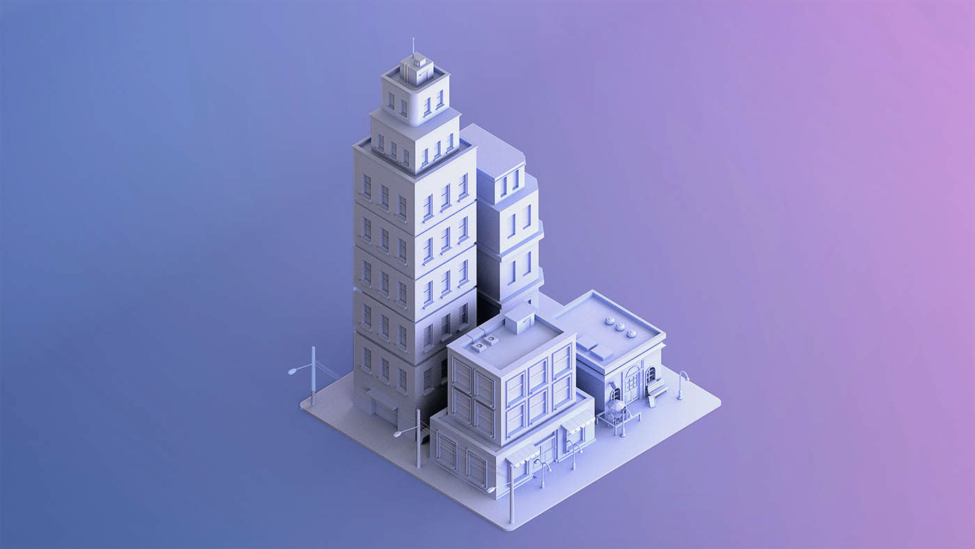 MINI city minicity blender 3D cute Miniature stock
