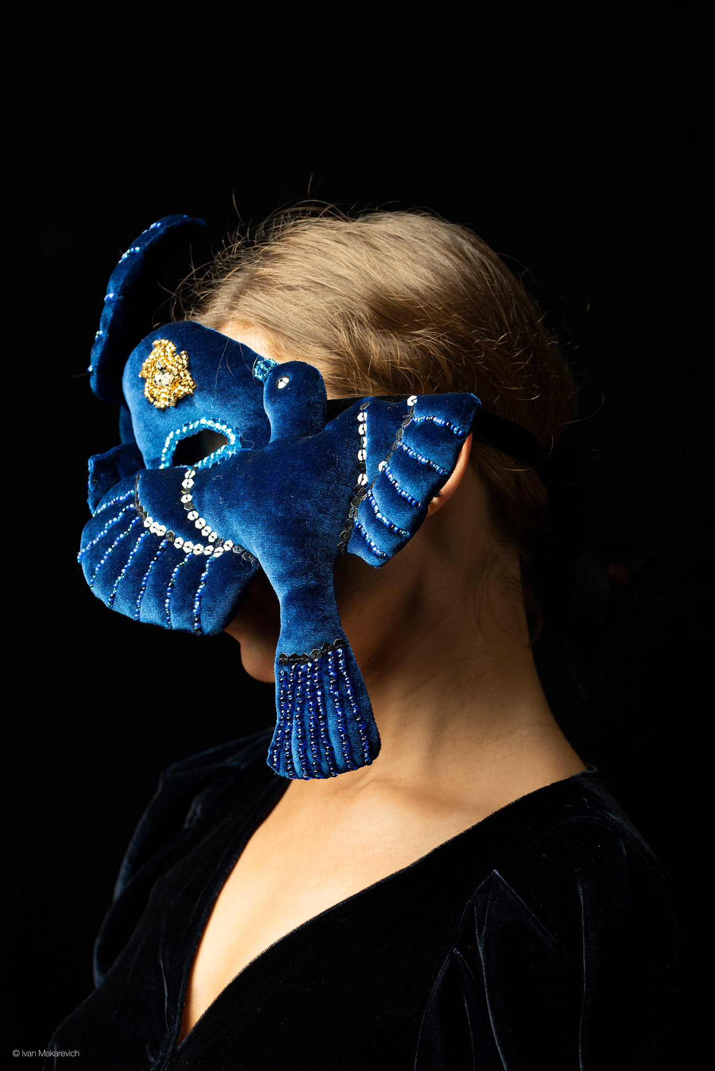 Velvet mask blue birds