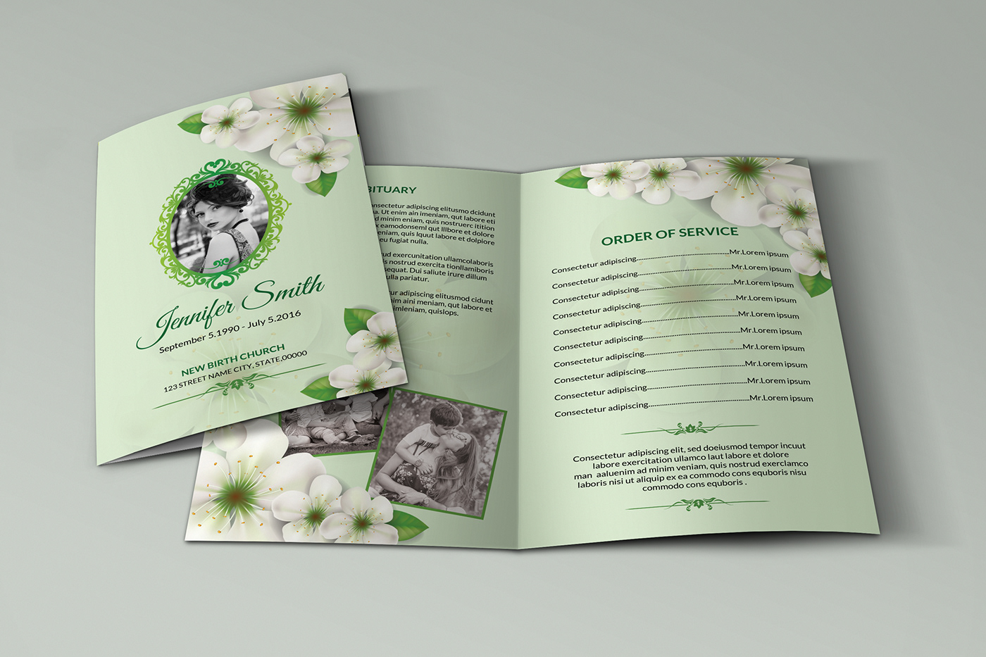 Floral Funeral program template