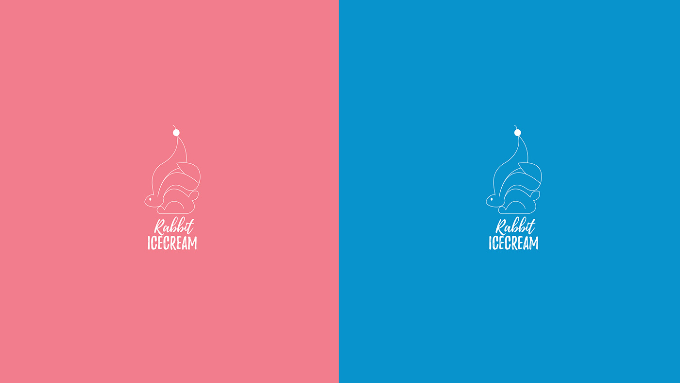 rabbit icecream design package brand identity cherry pink blue
