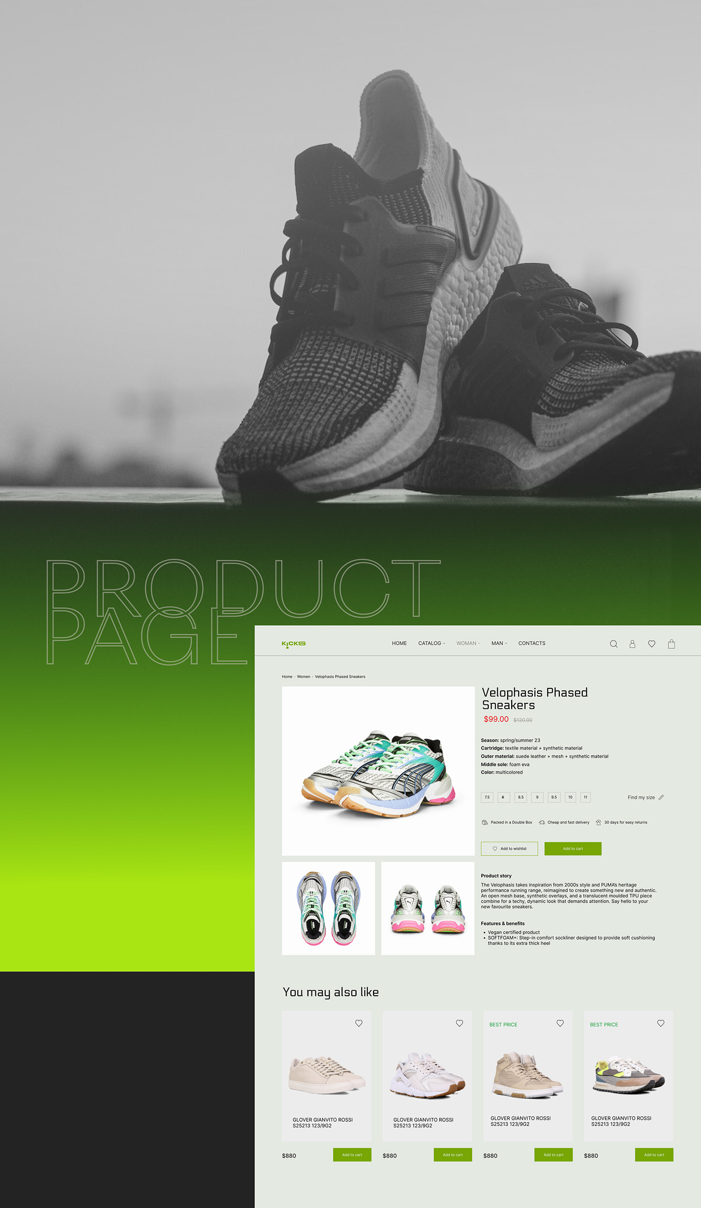 e-commerce UI/UX uidesign uxdesign Figma Website footwear shoes Fashion 