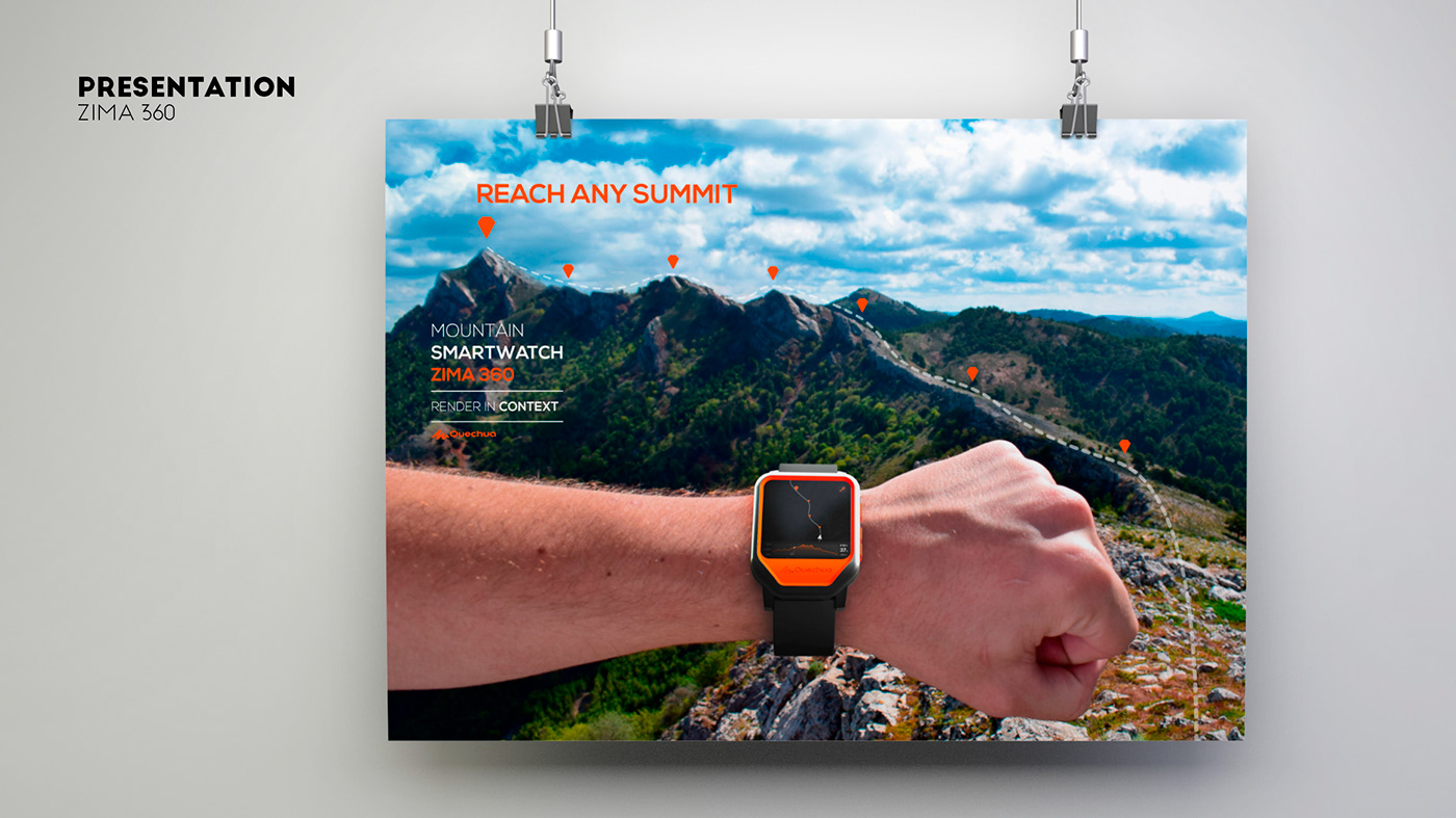 smartwatch quechua watch mountain concept hiking brand Wereable gps Display
