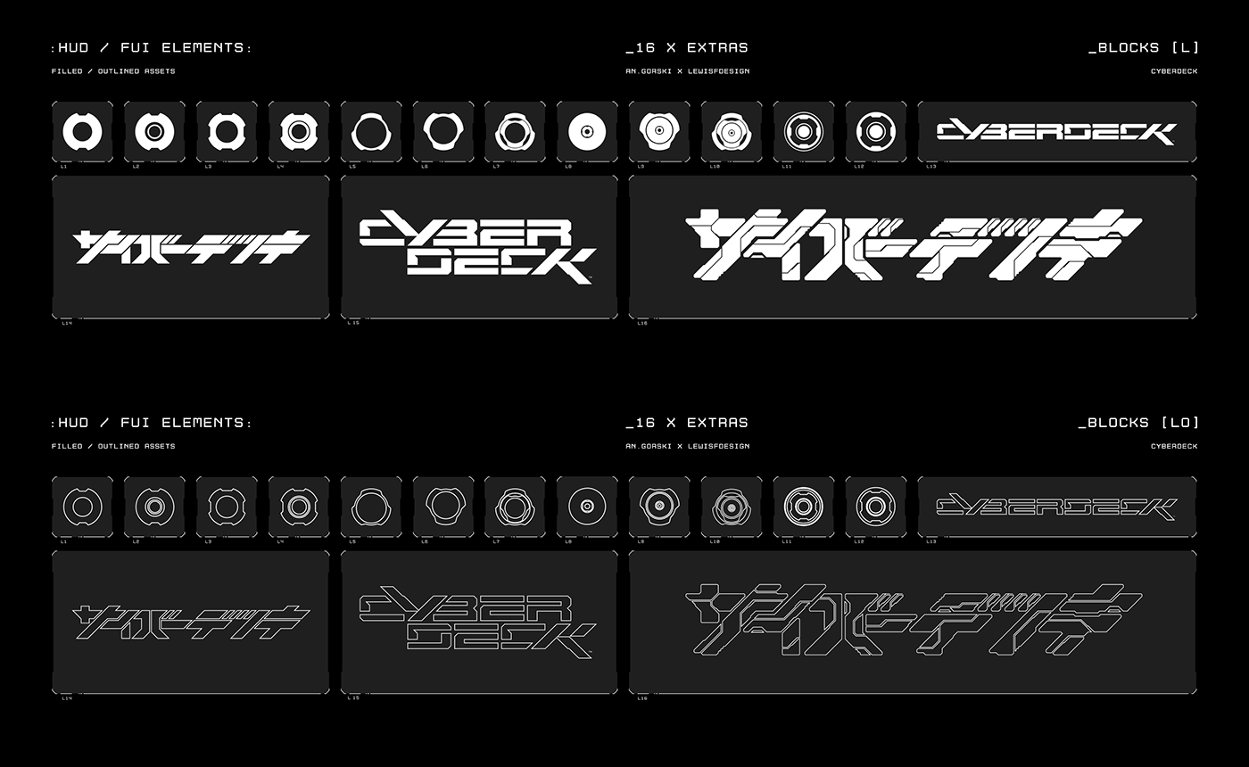 assets Cyberpunk futuristic HUD FUI ui design UI mecha Scifi