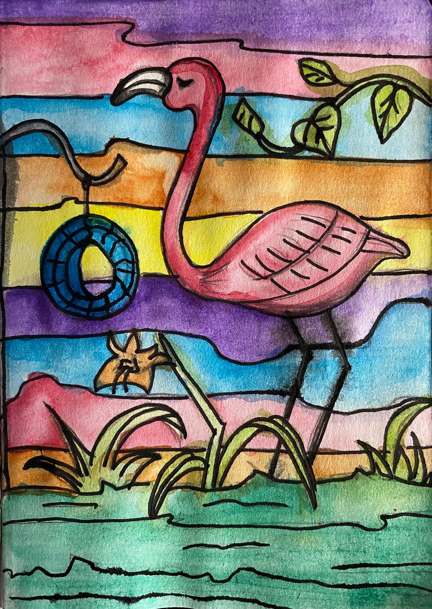 doodle watercolor