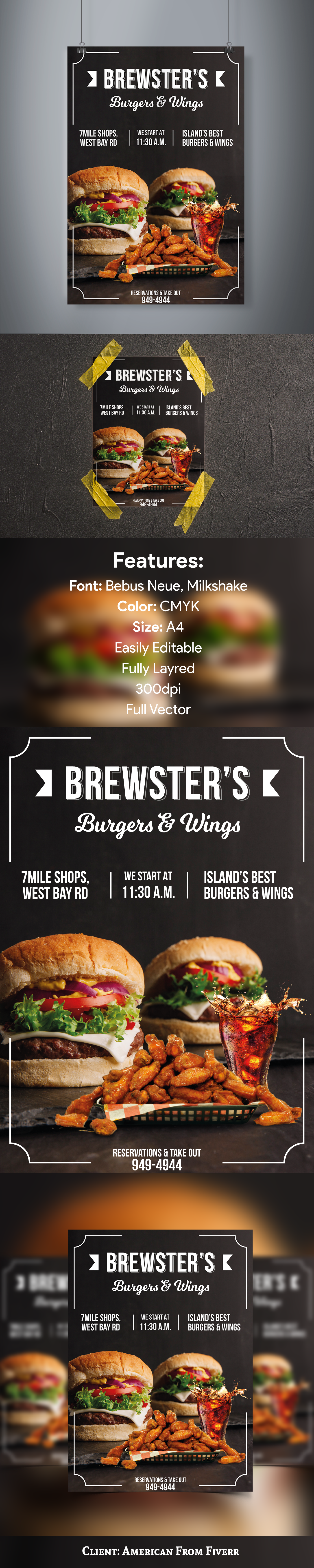 burger flyers poster menu wings american