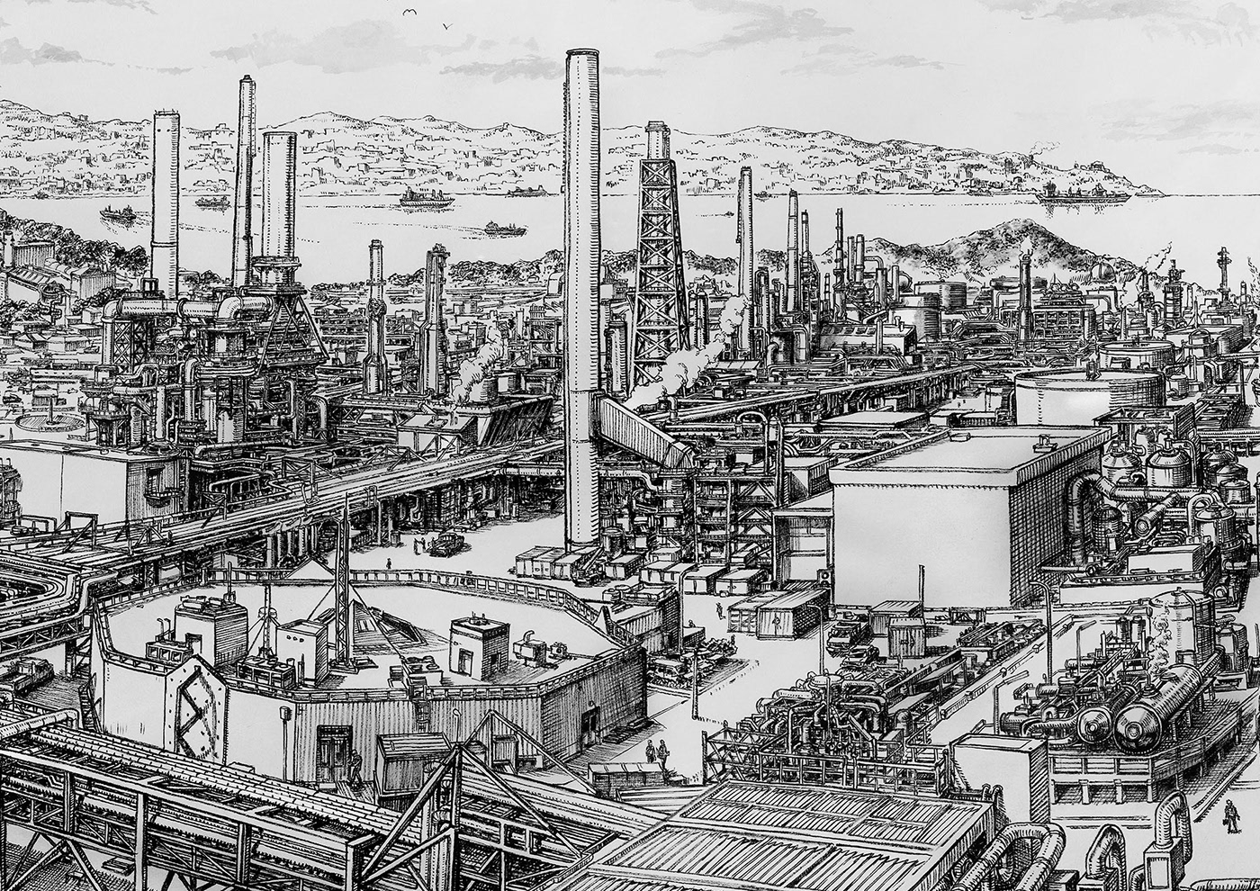 cityscape industrial city pipedream blackandwhite paper