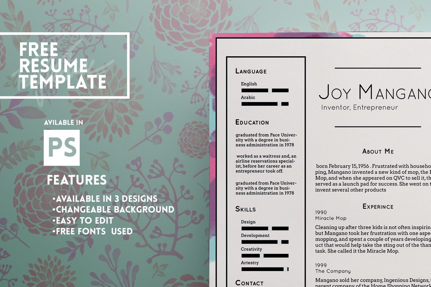 Resume design template CV Curriculum Vitae