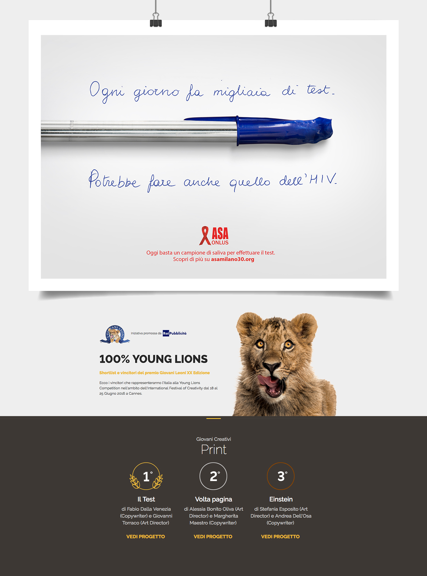 hiv Solution Young lions onlus adci ADV Advertising  giovani leoni winner Young Lions Cannes