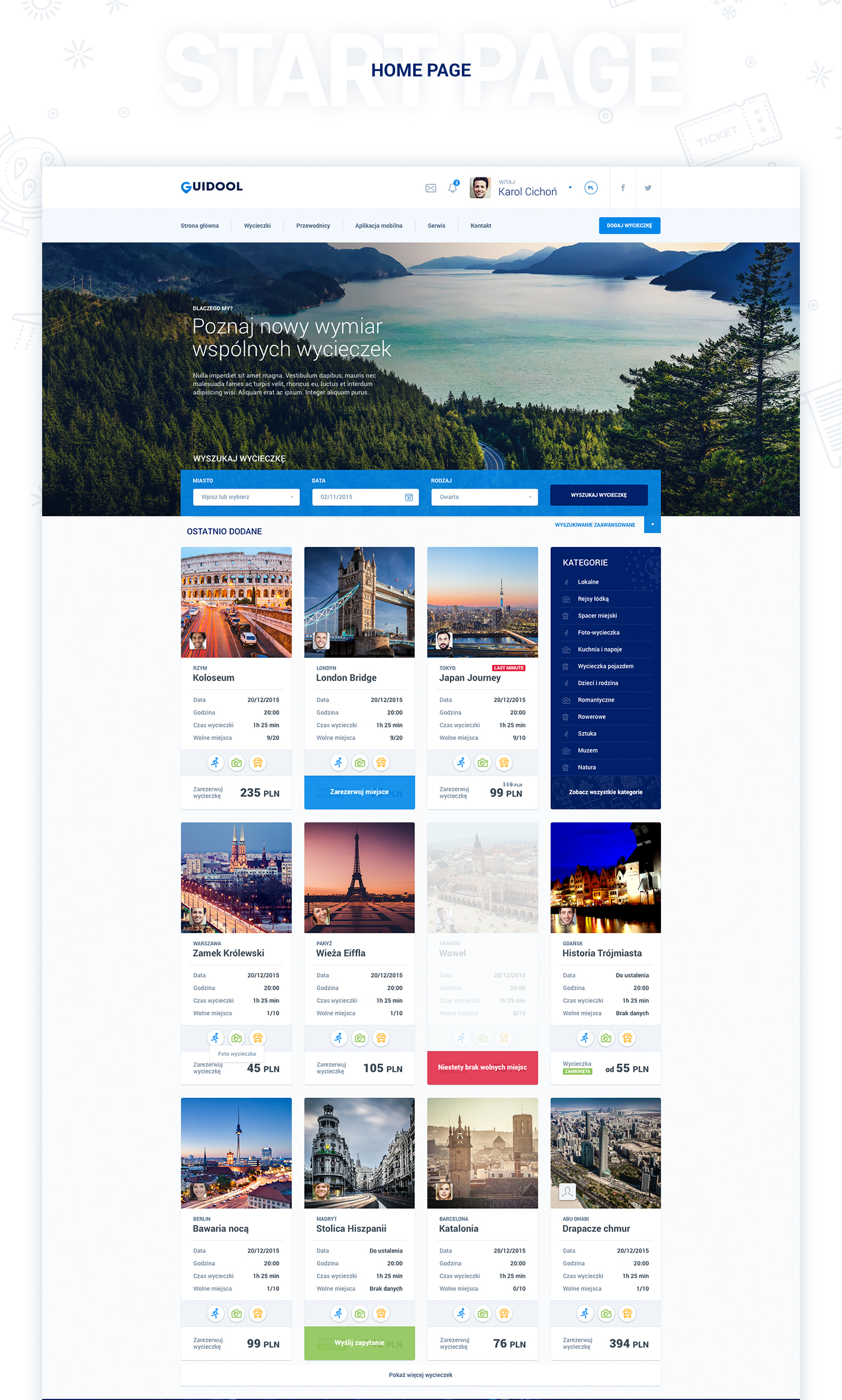 Webdesign tourist Guide Travel journey holidays search trips Platform wireframes