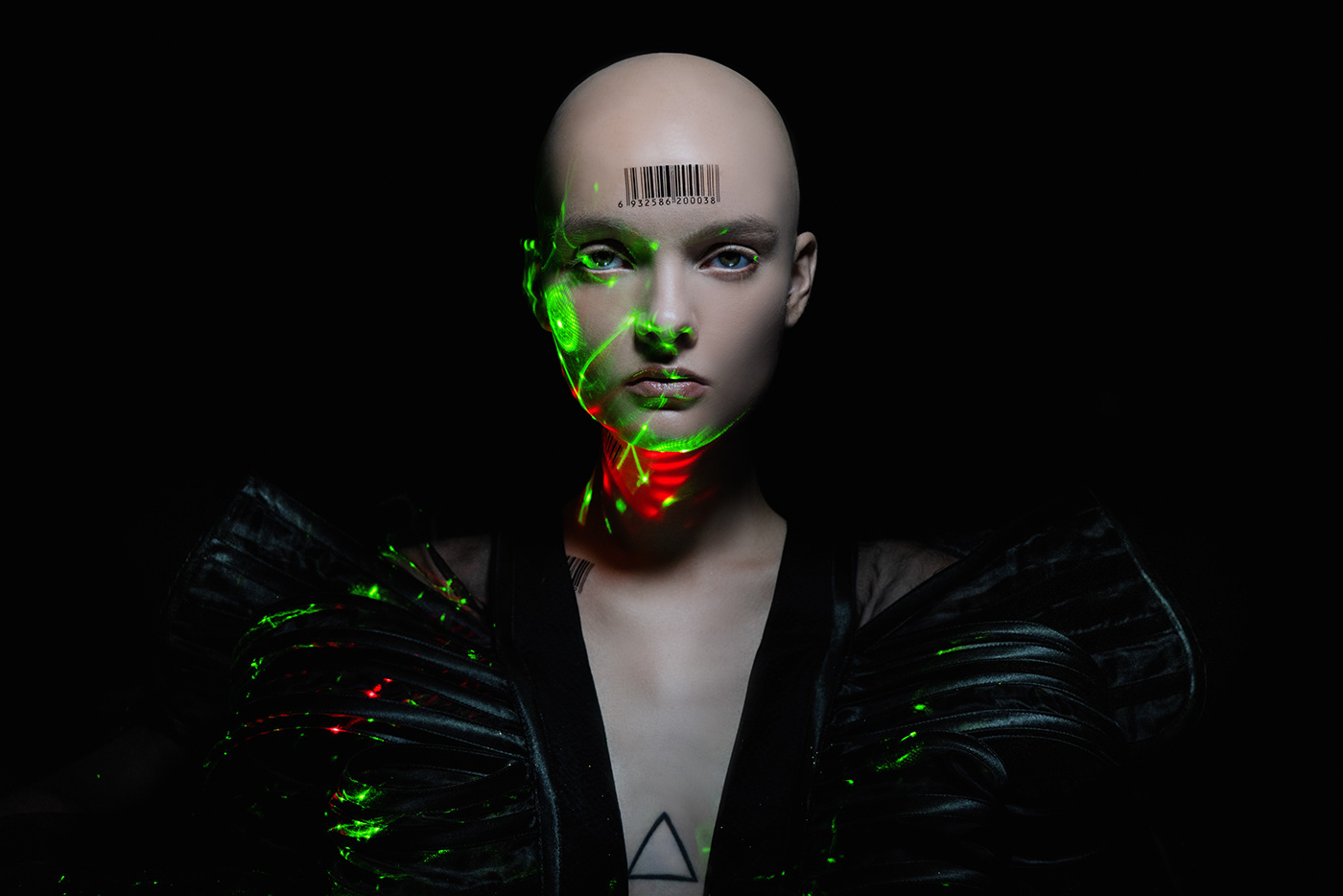 neon bold alien portrait bar code cover lazar studio art future