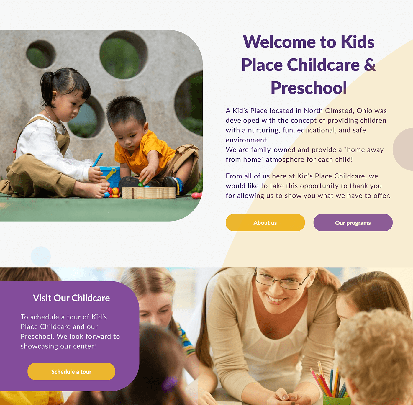 design Figma UI/UX Web Design  Website Ecommerce kids childcare centre