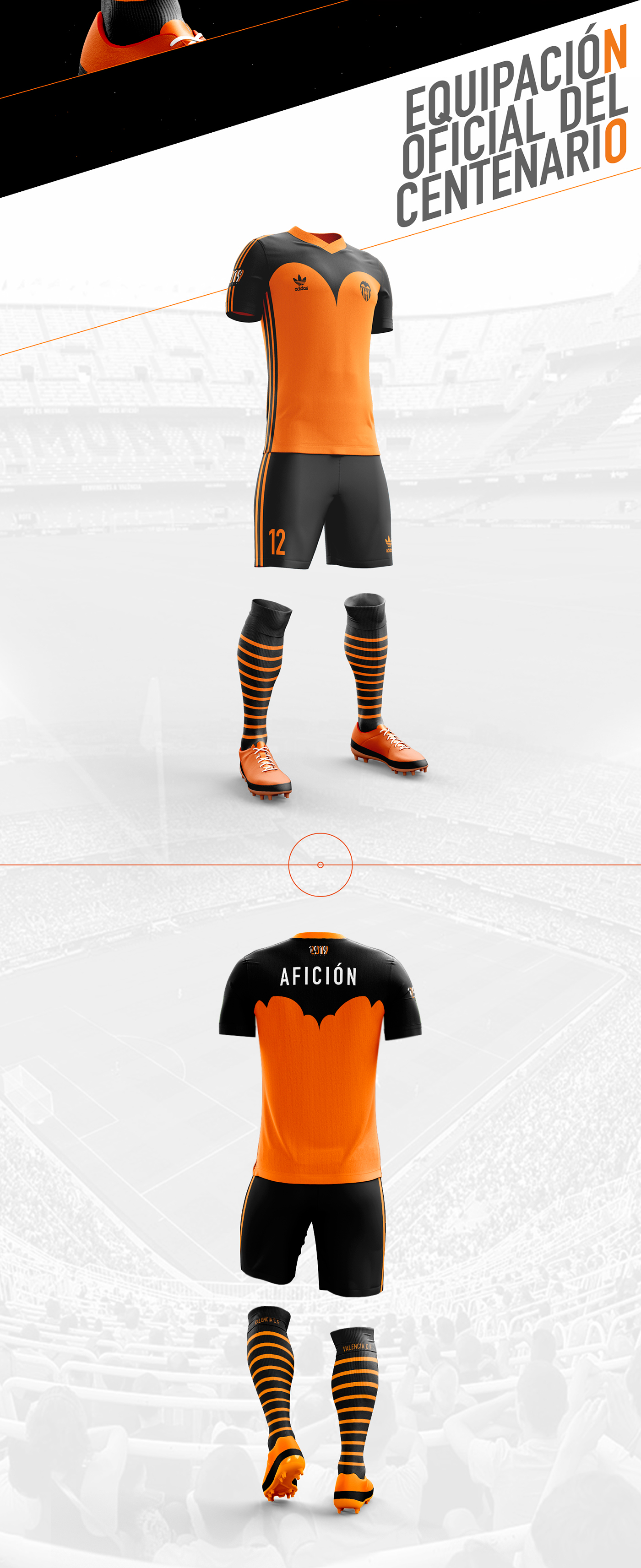 brand graphic design  football soccer centenary photoshop valencia orange Illustrator marca