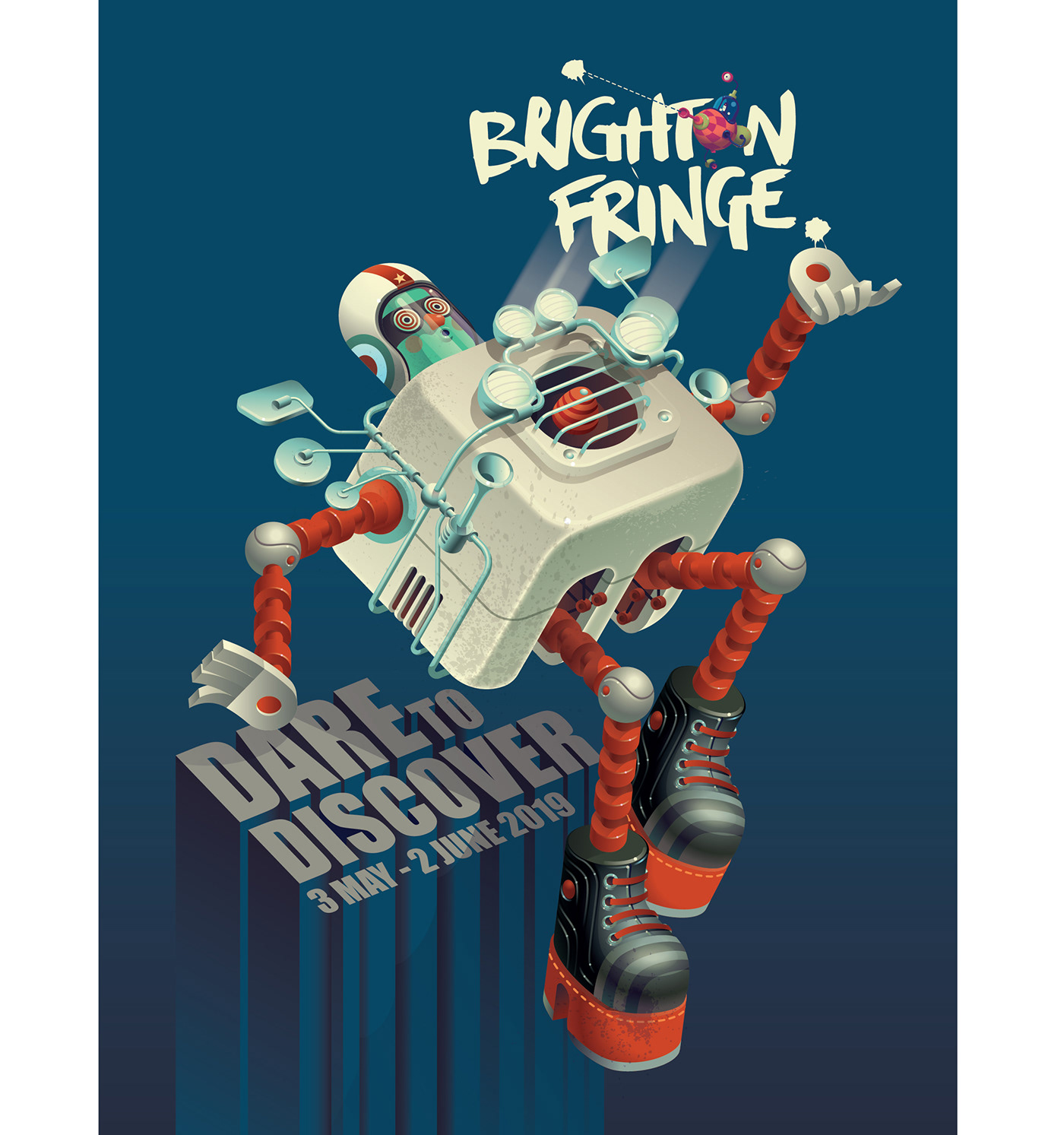 BrightonFringe daretodiscover spaceman Vectorillustration outofthisworld mod spaceship Theatre comedy  Circus