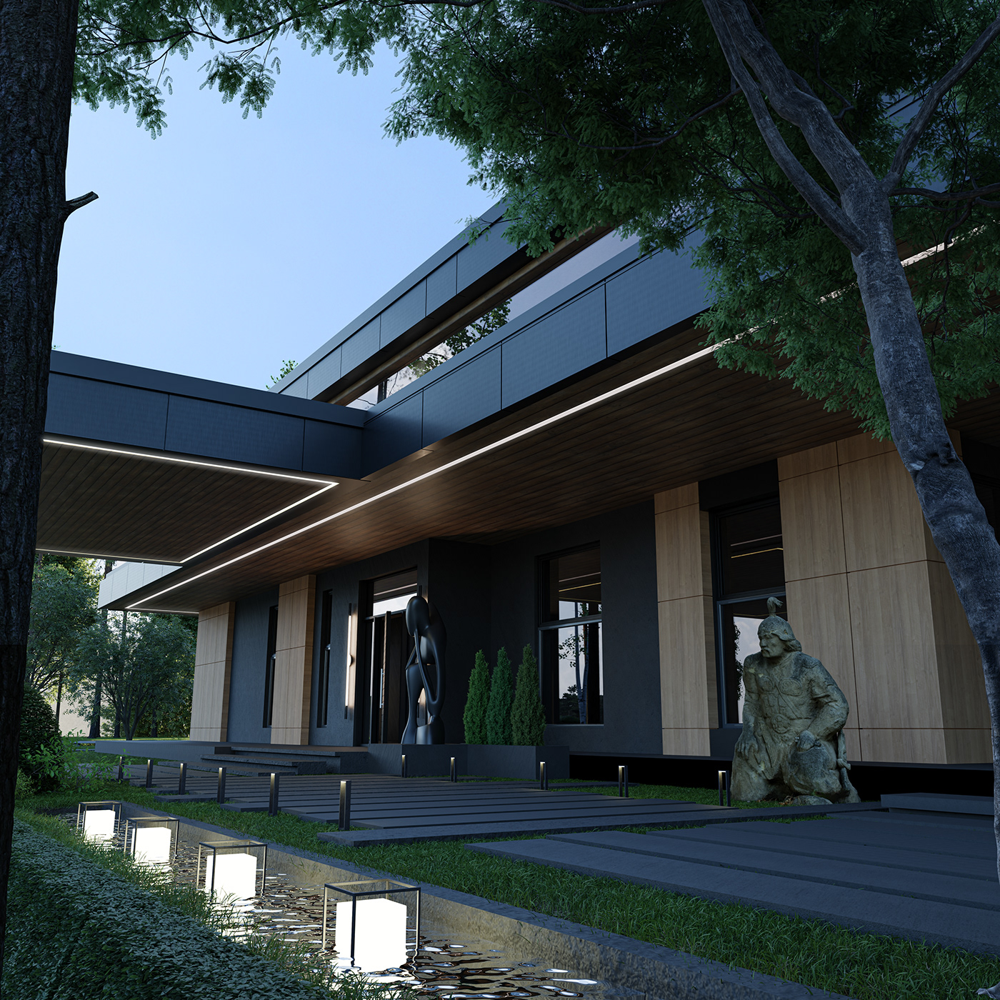 Render architecture visualization modern 3D archviz exterior CGI blender modeling