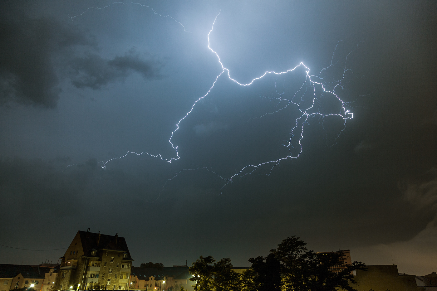 thunderstorm storm clouds lighning thunderbolt lightning strikes supercell Landscape cityscape Urban Nature rain hail bad weather cold front