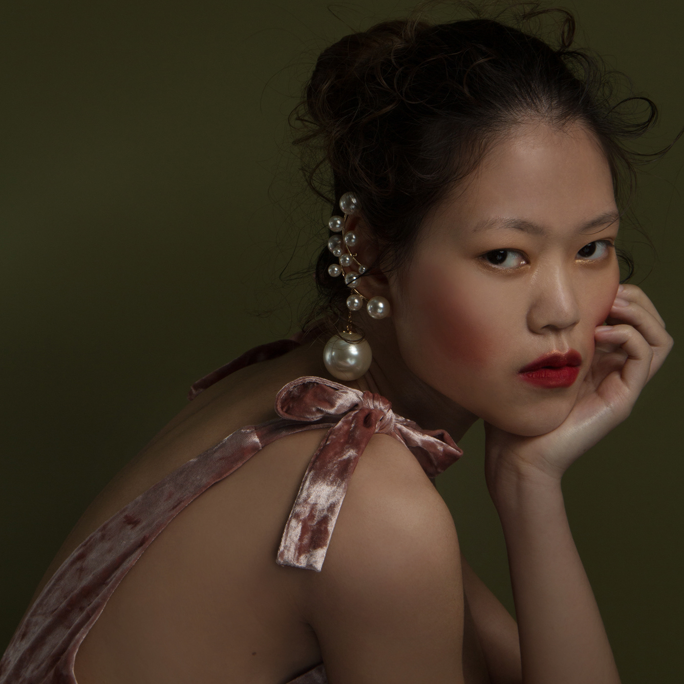 Female portrait portrait photography editorial pearl earring oriental chinese
