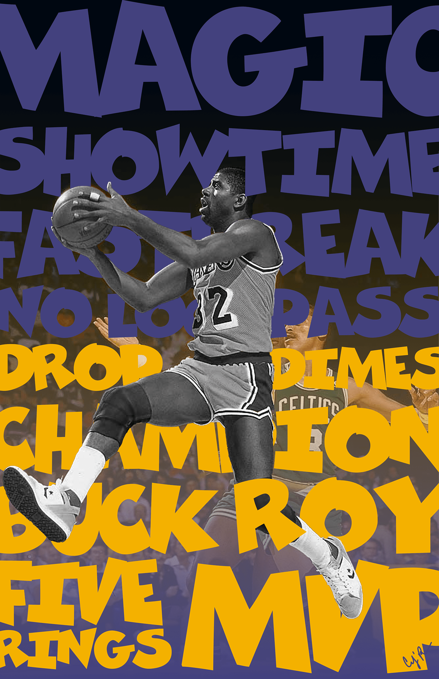 Lakers Los Angeles MAGIC JOHNSON NBA Sports Design