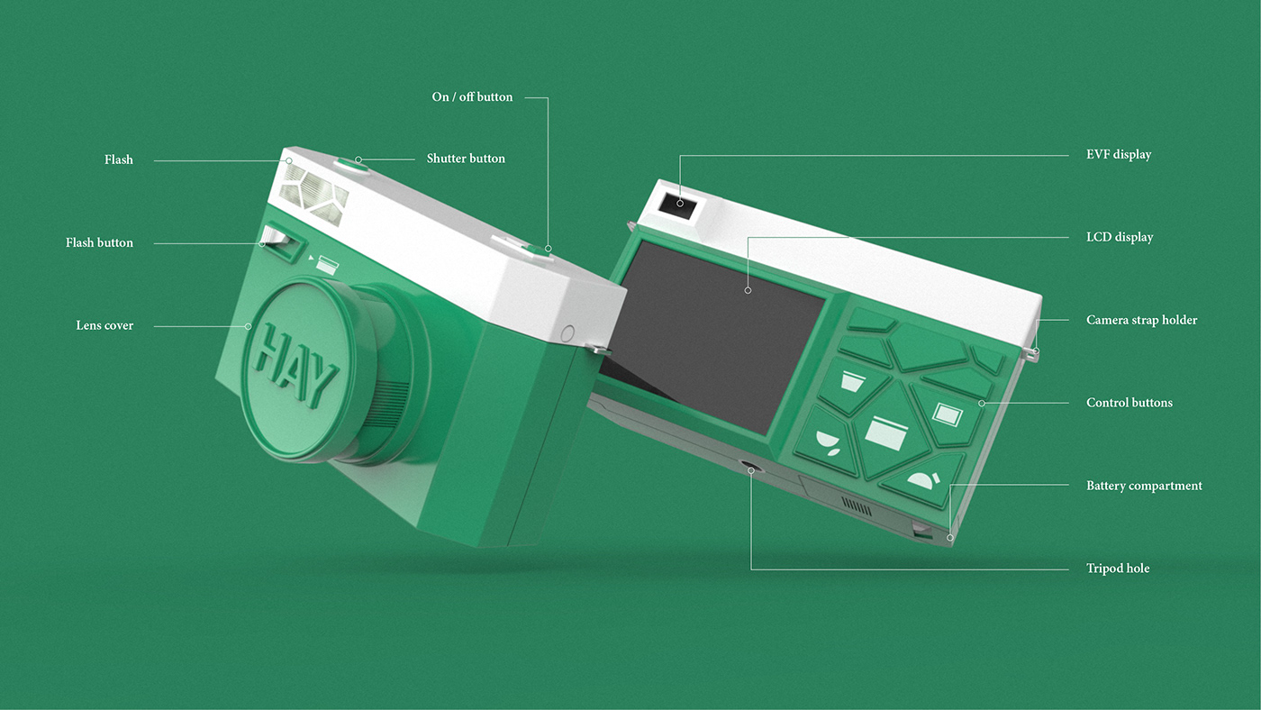 hay digital camera product industrial design sketch 3D Render contemporary