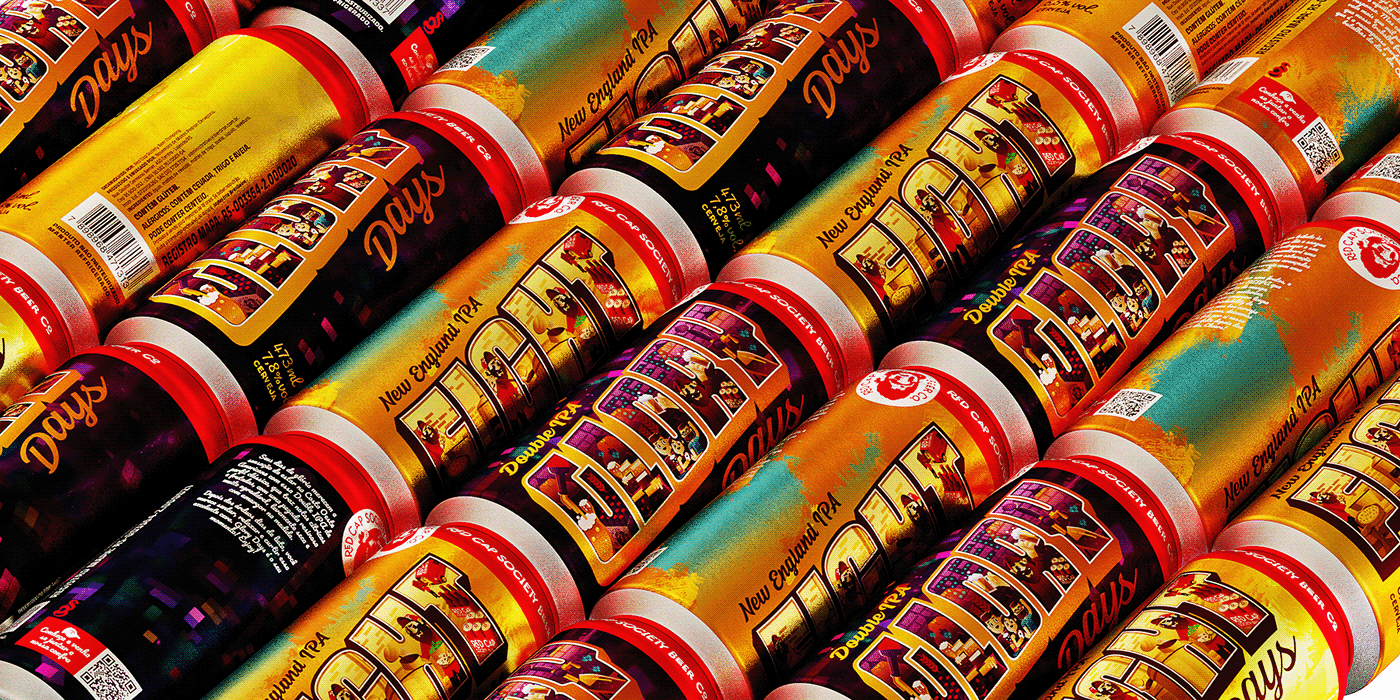 beer Packaging Label beverage can brewery colorful greetings vintage typography  