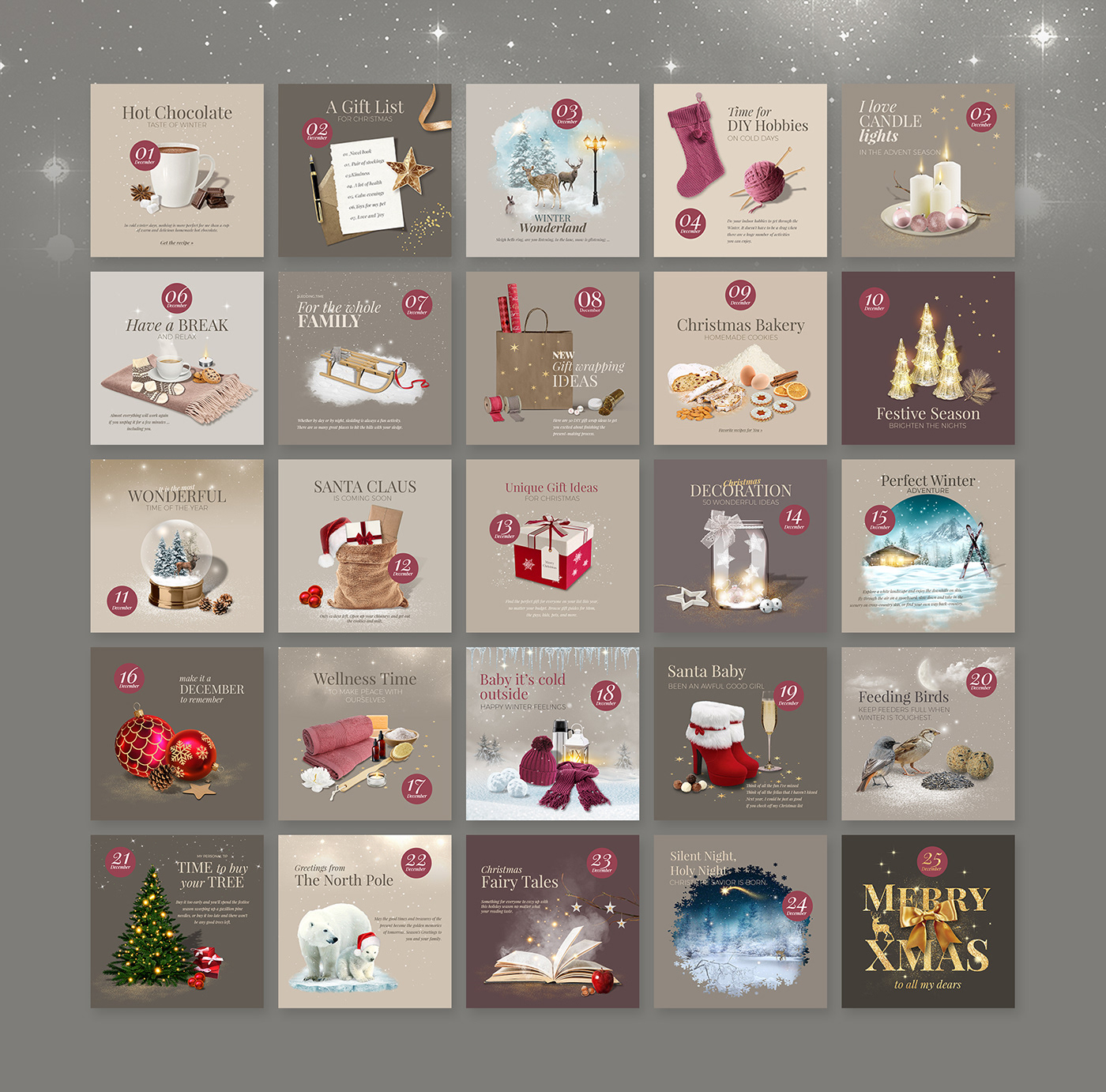 Advent calendar Christmas editable instagram photoshop