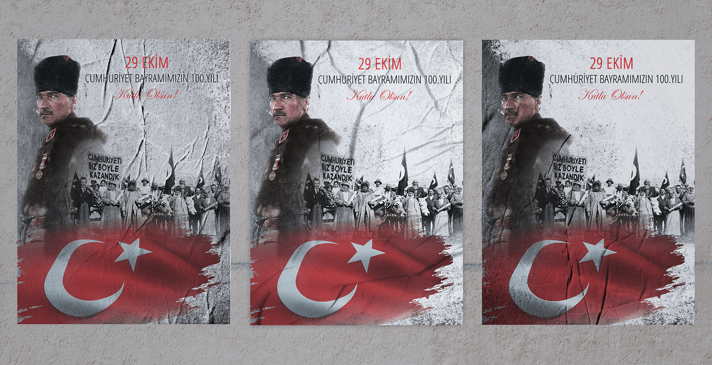cumhuriyet Poster Design poster Graphic Designer Socialmedia Ataturk Turkey türkiye bayram 29Ekim