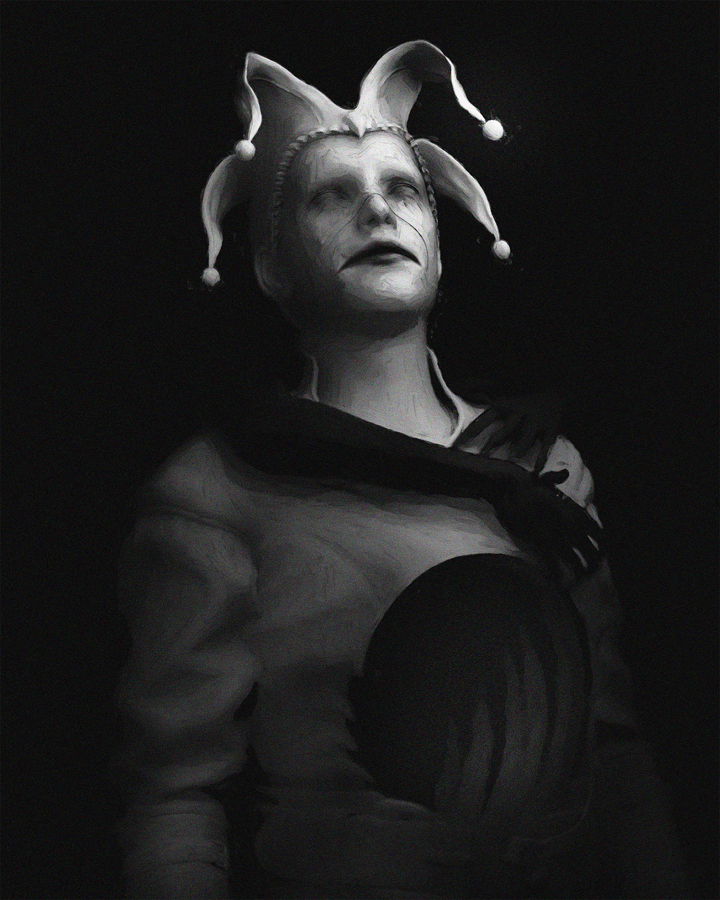 Carl Jung black and white artwork minimalist horror dark art joker tarot Klarens Malluta  Shadow Self 