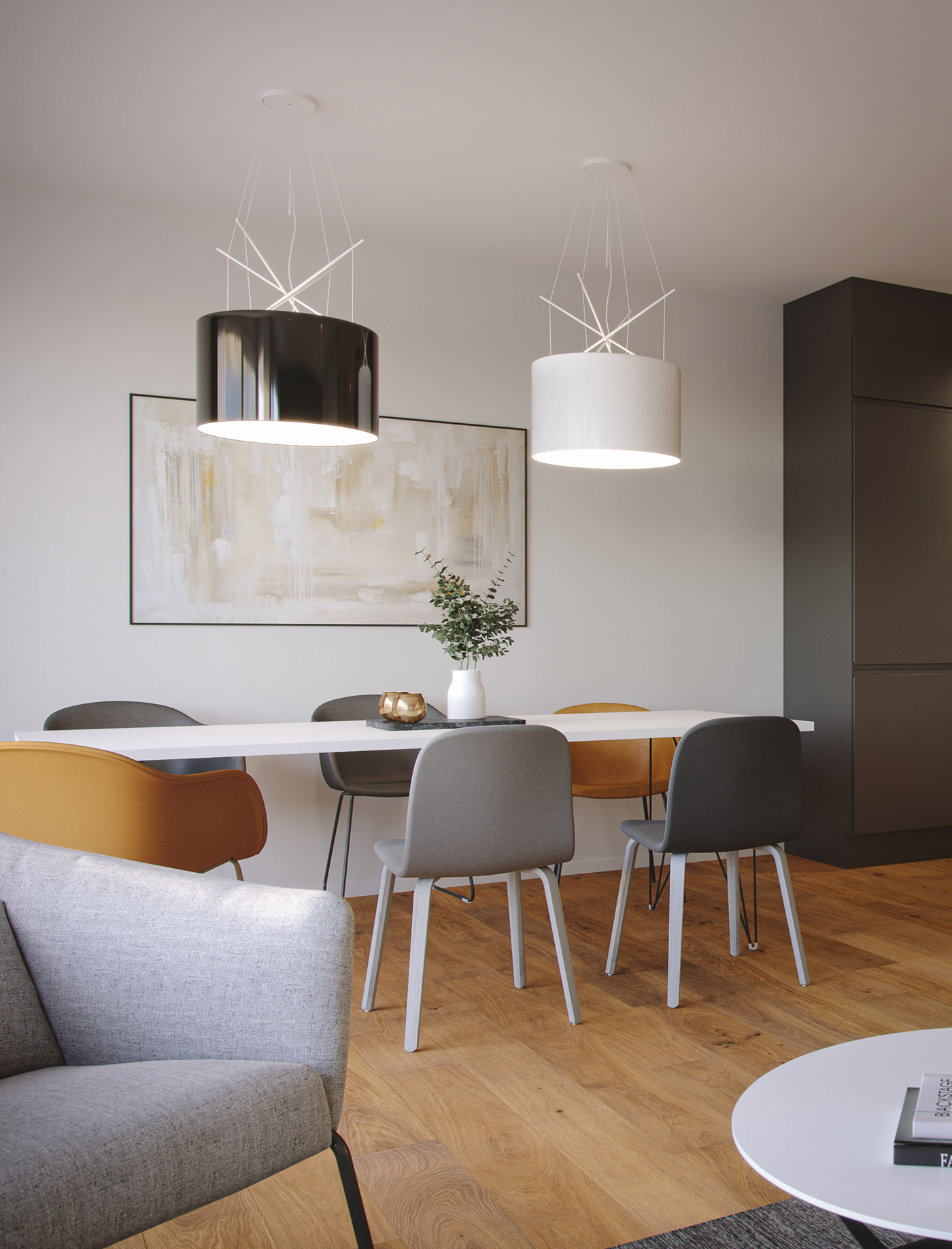 penthouse autumn mood kitchen dining area corona renderer visualization 3ds max Interior Visualization architecture