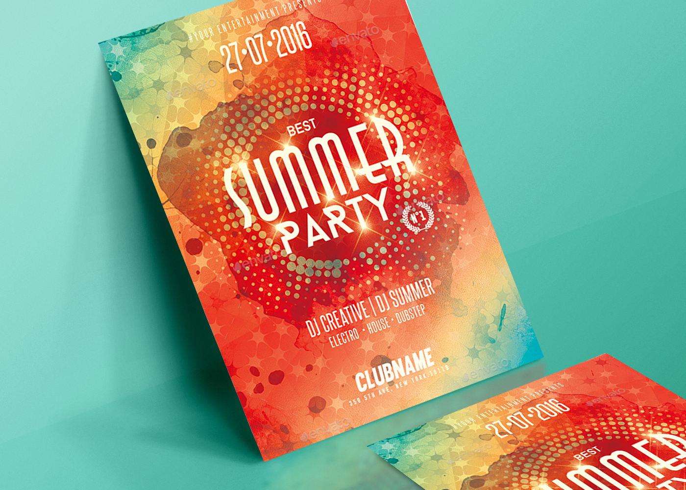 summer flyers template party psd spring creative templates flyer creation minimal poster Invitation