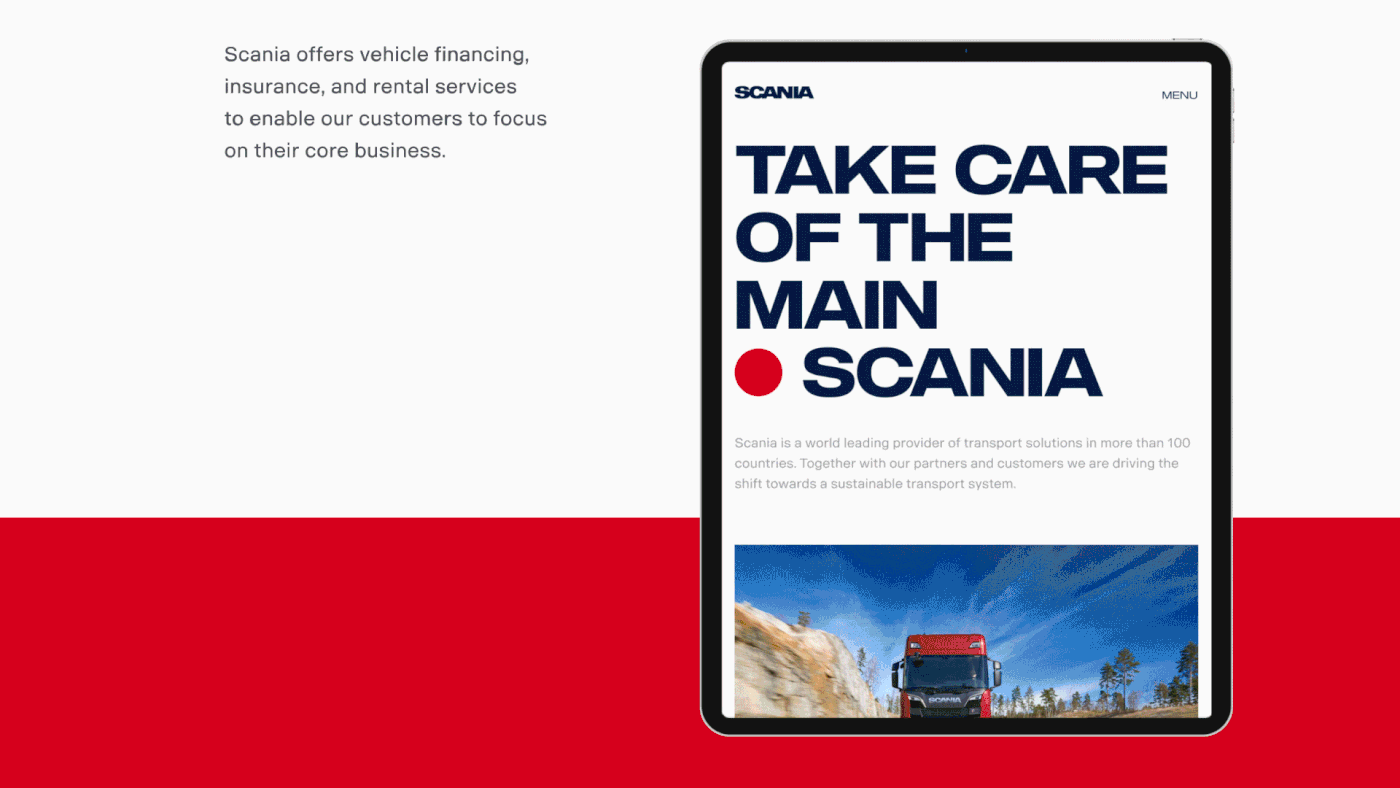 concept corporate inspiration Minimalism scania Truck typography   UI/UX Web Design  Website