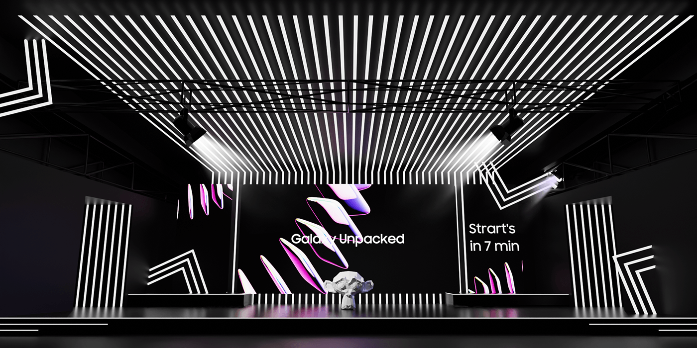 visualization Stage Event banner 3D interior design  samsung galaxy smartphone