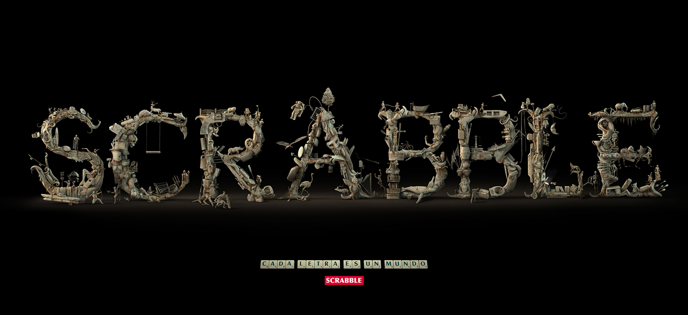 Sergio Duarte DDB Chile Scrabble letters 3D art Render design ILLUSTRATION  digital