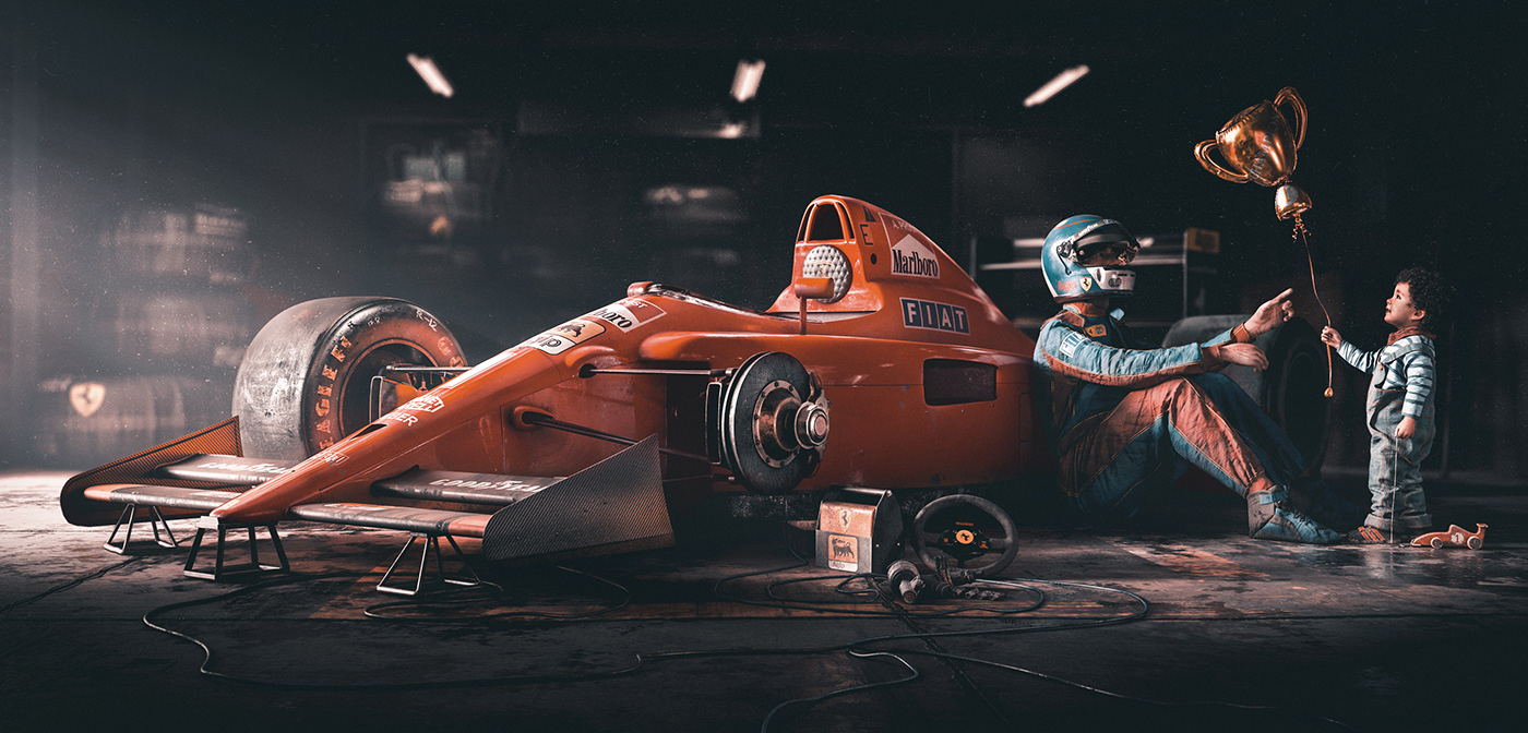 FERRARI 3D CGI formula one environment 3d lighting Racing
